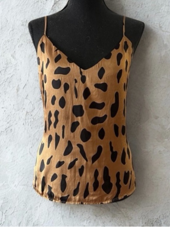 L'AGENCE Tops - L’Agence Women’s Leopard Print Silk Cami Tank Top - Tan/Black